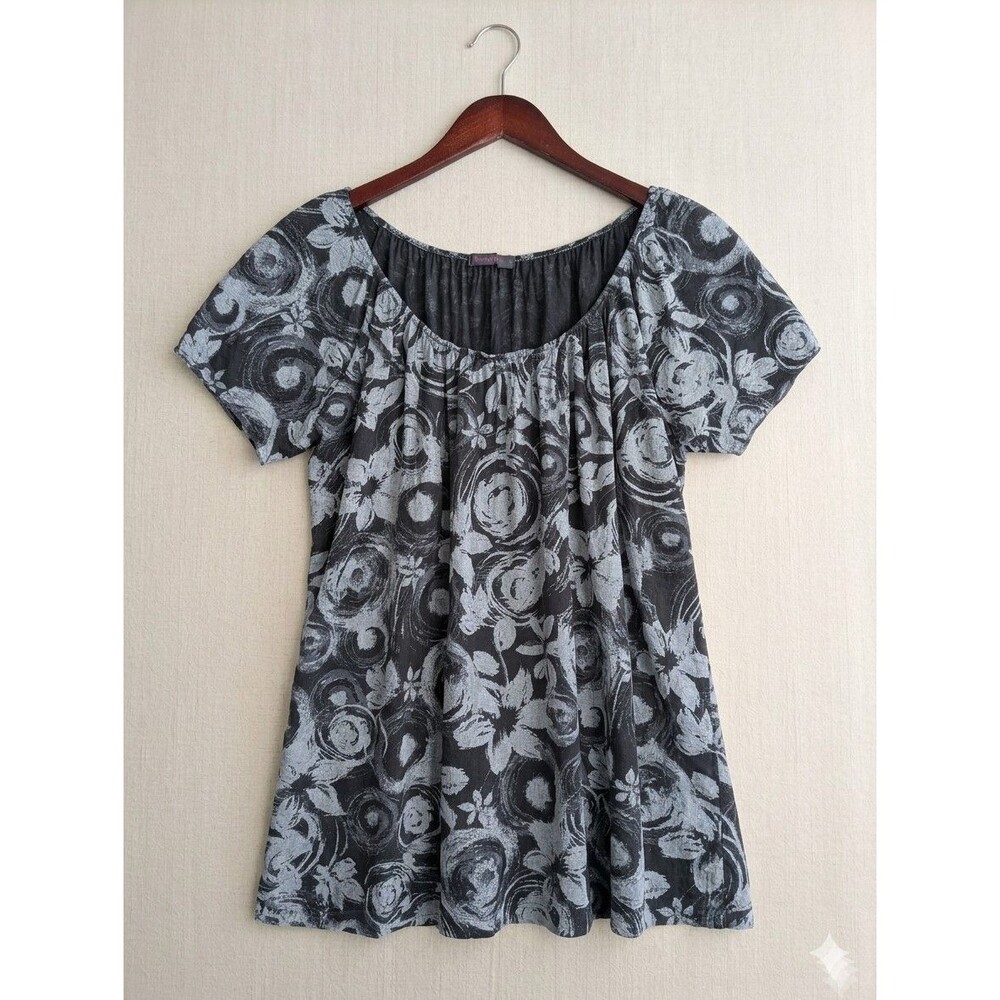 Fresh Produce Floral Short Sleeve Tunic Top - L